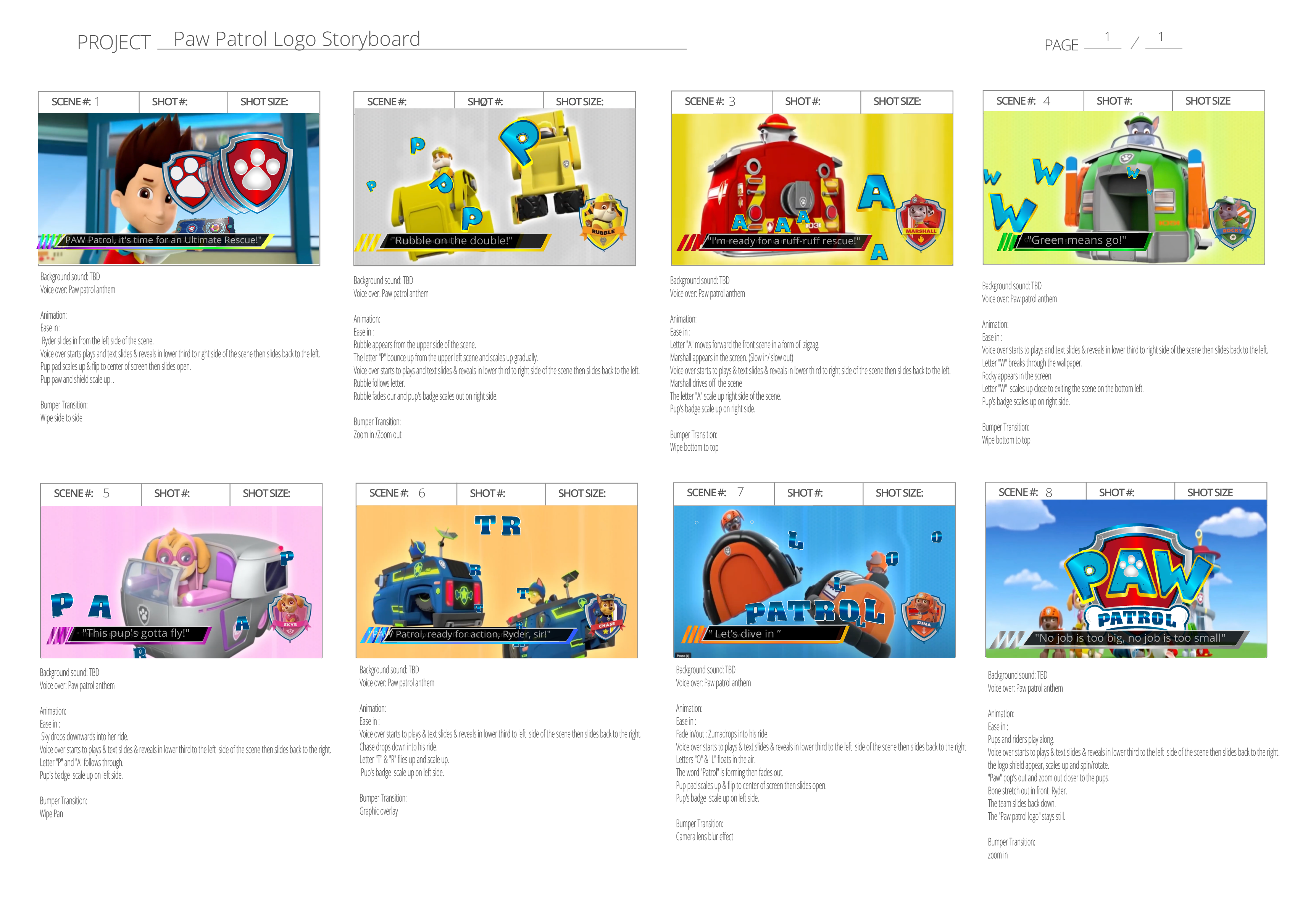 PawPatrol storyboard